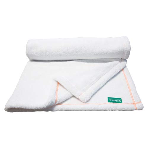 Sauna-Wedeltuch 95 x 95 cm weiss - Ziernaht orange