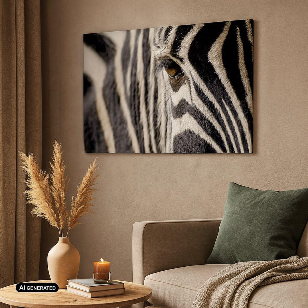 Bilder auf Leinwand 100x70cm Leinwandbild Zebra Streifen Tierwelt Safari Gross Wanddeko Bild Schlafz