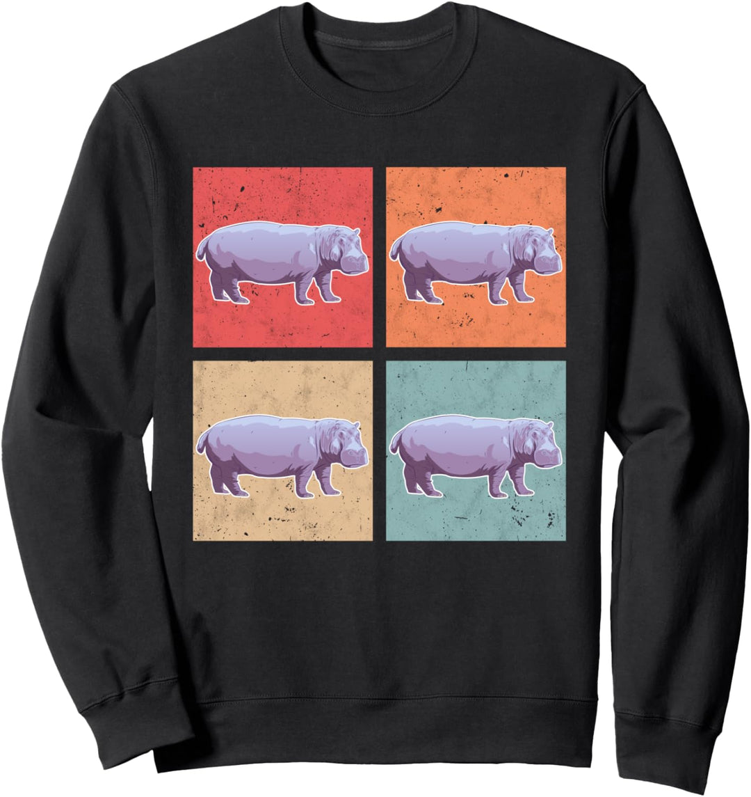 Nilpferd Retro Flusspferd Vintage Hippo Sweatshirt