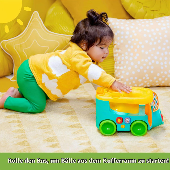 Bright Starts Pop &amp; Roll Safari Bus Ballspielzeug, Elefanten Popper und Werfer, Baby Krabbelspielzeu