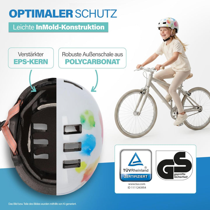 FISCHER BMX Kinder-Helm, Fahrradhelm, Radhelm, Dirt Bike Helm Plus mit integriertem LED-Rücklicht XS