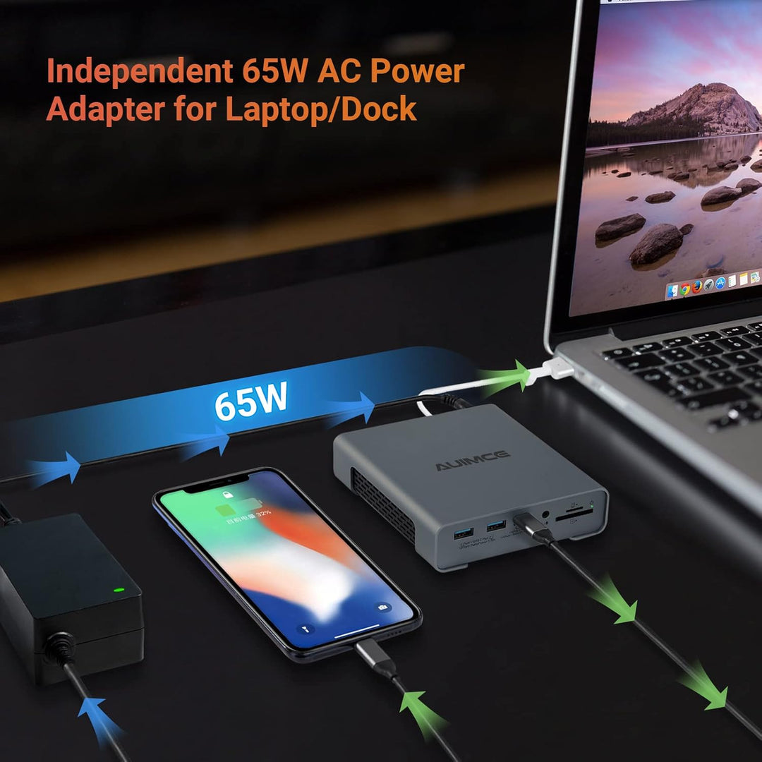 16-in-1 USB C Docking Station Triple Display, Dual HDMI & DP 4K@60Hz, 8 USB-Anschlüsse, Ethernet, SD