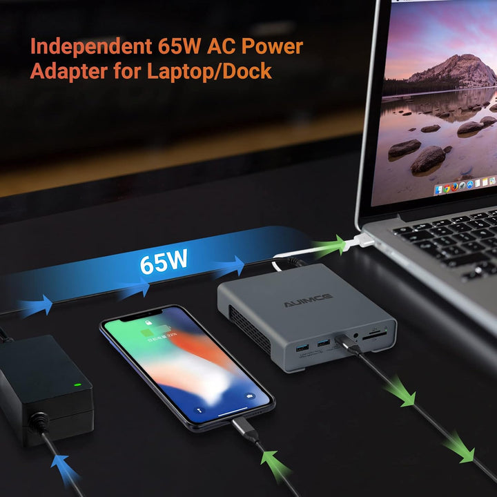 16-in-1 USB C Docking Station Triple Display, Dual HDMI & DP 4K@60Hz, 8 USB-Anschlüsse, Ethernet, SD