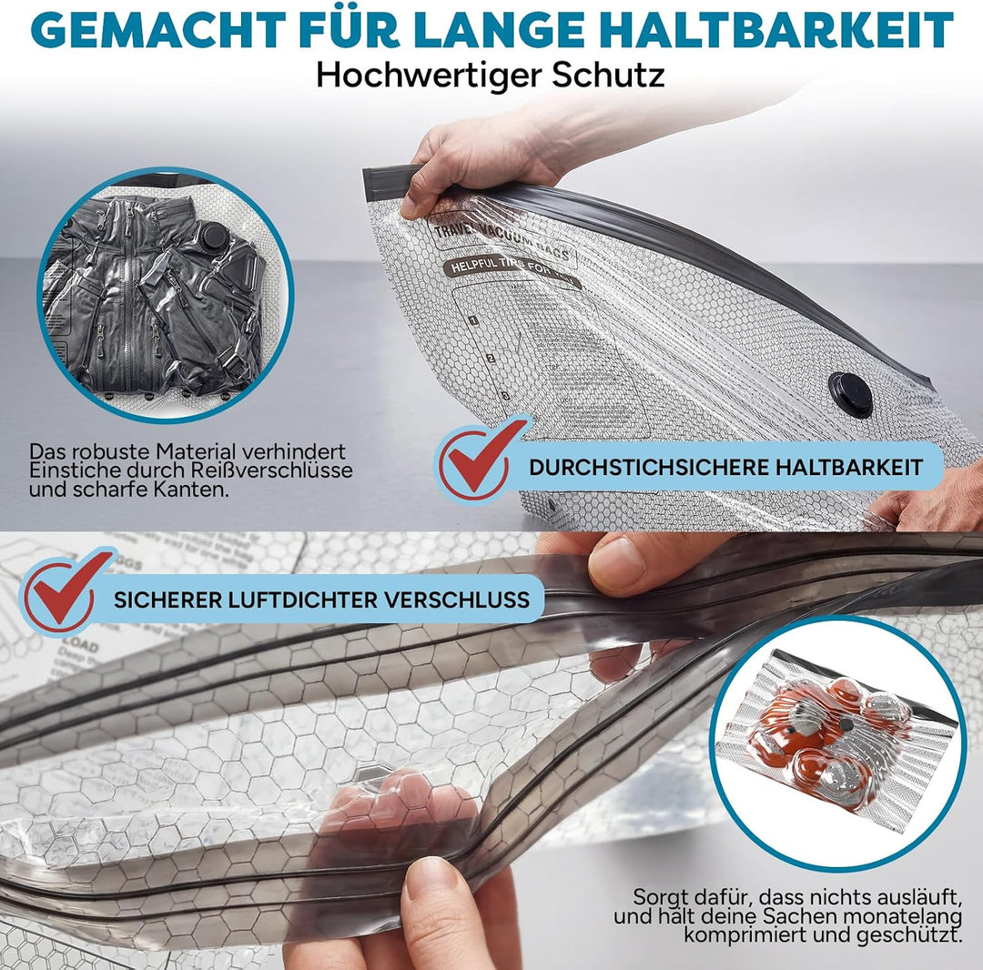 Vakumierergerät beutel kleidung - Vakuumbeutel mit Pumpe - 9 Stück (3 * 40x50cm, 3 * 40x60cm, 3 * 50