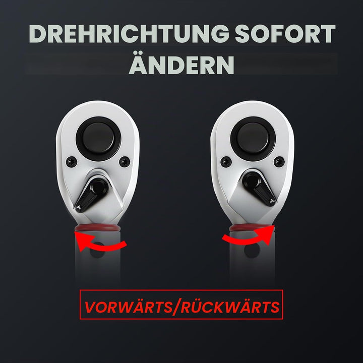Hairich Drehmomentschlüssel Auto 1/2 Zoll, 40–210 Nm, ±3% Genauigkeit, inkl. 3 Stecknüssen (17/19/21