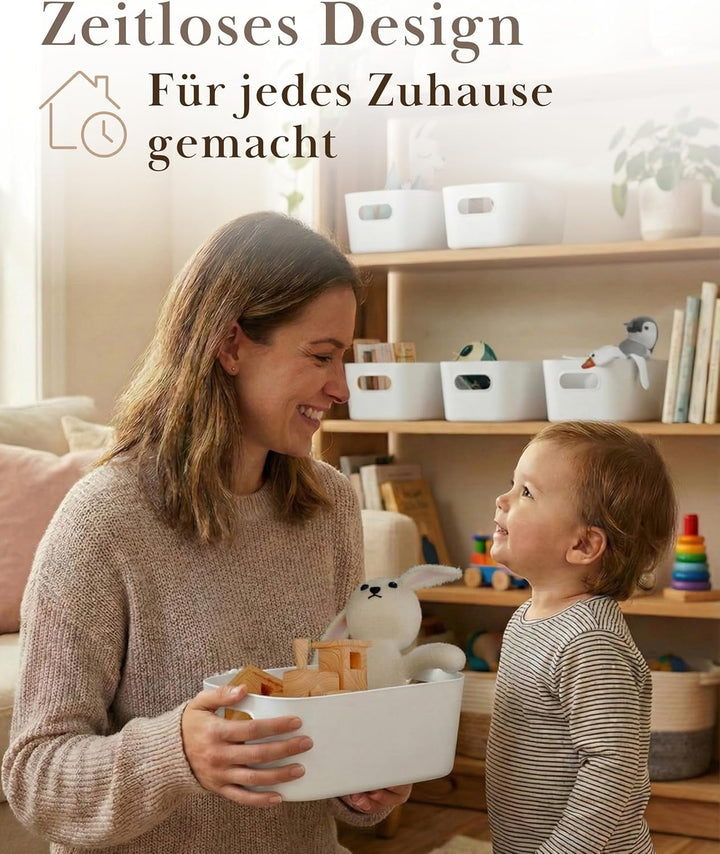 VMbathrooms Aufbewahrungsboxen 10er Set Weiss 25cm | Robuster Küchen-Organizer & Allzweckbox (BPA-fr