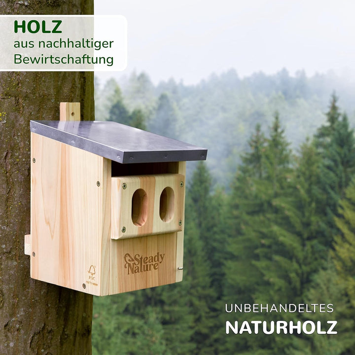 Steady Nature Nistkasten Rotkehlchen - Nistkästen für Vögel für draussen wetterfest - Halbhöhle Voge
