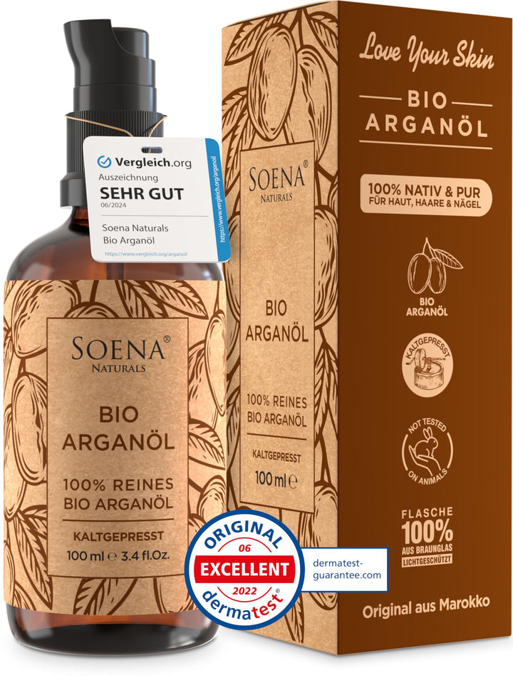 ARGANÖL BIO KALTGEPRESST | 100% Rein | Für Haare Haut & Nägel | Pipette+Pumper | Original aus Marokk