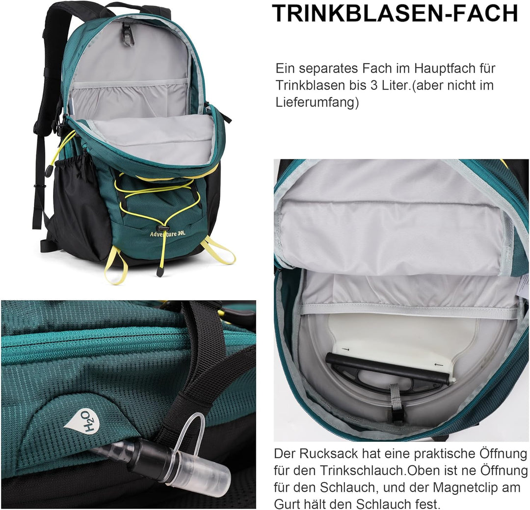 Mountaintop 25L/30L Wanderrucksack Daypack Damen Herren für Tageswanderungen, Outdoor, Radtouren 30l