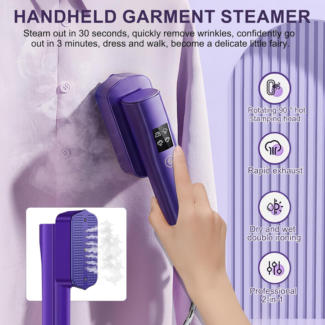 Dampfglätter, 2-in-1 Handsteamer & Bügeleisen für Kleidung, 1200W Tragbarer Steamer Reise, 4 Bügelmo