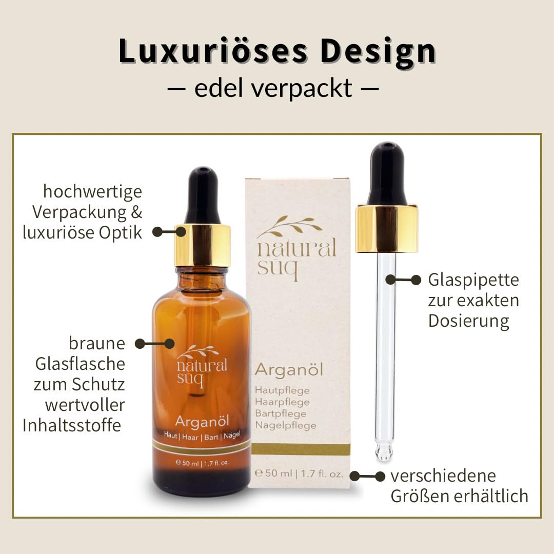 Premium Bio-Arganöl aus Marokko – 100% rein, kaltgepresst – für Haut, Haare, Bart & Nägel - Feuchtig