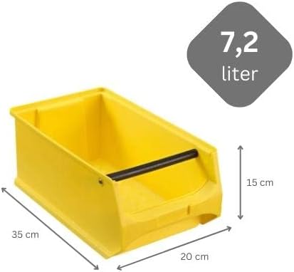 SparSet 5x Gelbe Sichtlagerbox 4.1 mit Griffstange | HxBxT 15x20x35cm | 7,2 Liter | Sichtlagerbehält