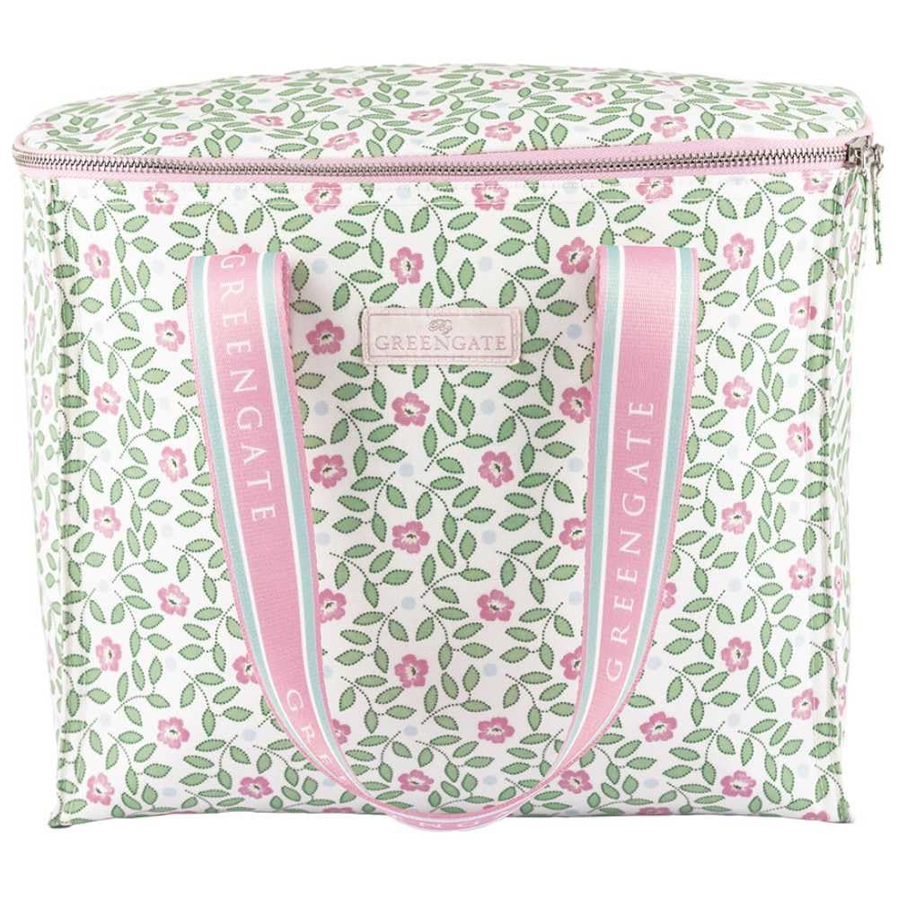 GreenGate Kühltasche Lotta Weiss Grün Blumen Isoliertasche Picknick