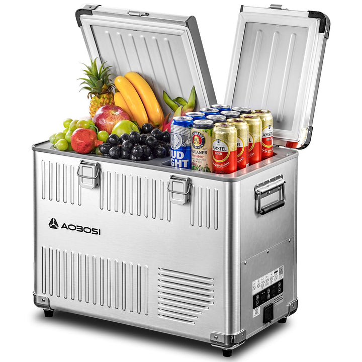AAOBOSI Kompressor Kühlbox 50L, Dual Zone Kühlbox Kompressor, -20°C bis 20°C, Aluminium Auto Kühlsch