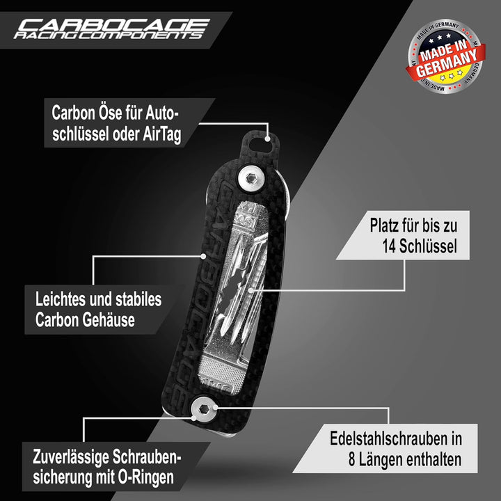 CARBOCAGE KEYCAGE - Key Organizer Carbon - Schlüsselorganizer - Schlüsselbund bis zu 14 Schlüssel