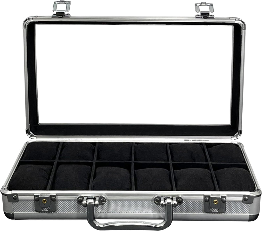 MR Maestro Relojero - Robuste Aluminium Uhrenbox | Platz für 12 Uhren und Schmuck | Ideal für Herren