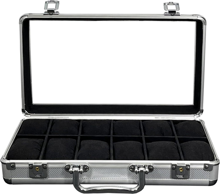 MR Maestro Relojero - Robuste Aluminium Uhrenbox | Platz für 12 Uhren und Schmuck | Ideal für Herren