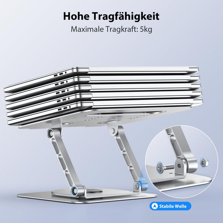CreaDream Laptopständer für den Schreibtisch, Aluminium-Laptopständer mit 360° drehbarem Fuss, ergon
