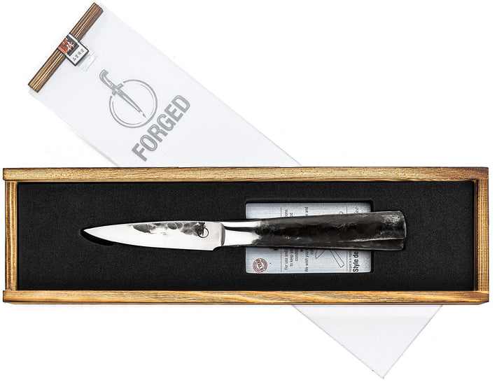 Forged Intense Schälmesser 9cm, handgefertigt, in Holzkiste