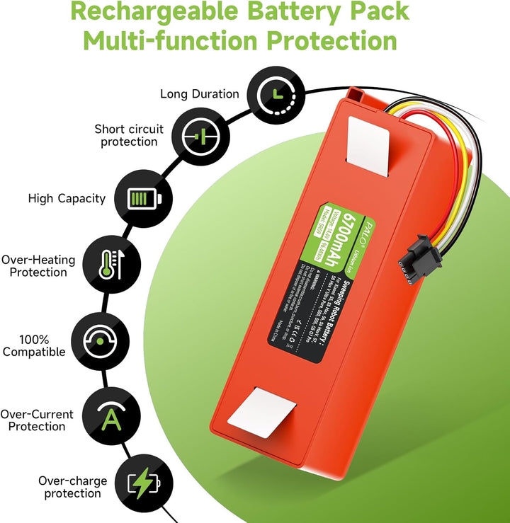 6700mAh Akku für Xiaomi Roborock S5, S50, S5 Max, S6, S6 MaxV, S7 MaxV Ultra/Pure, S8, S55, Brr-2p4s