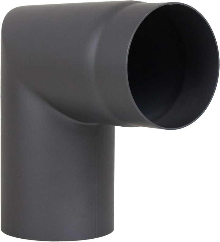 LANZZAS Ofenrohr Bogen 1x 90° Grad (Spitzbogen) mit Tür, im Durchmesser, DN Ø 150 mm, Farbe: gussgra