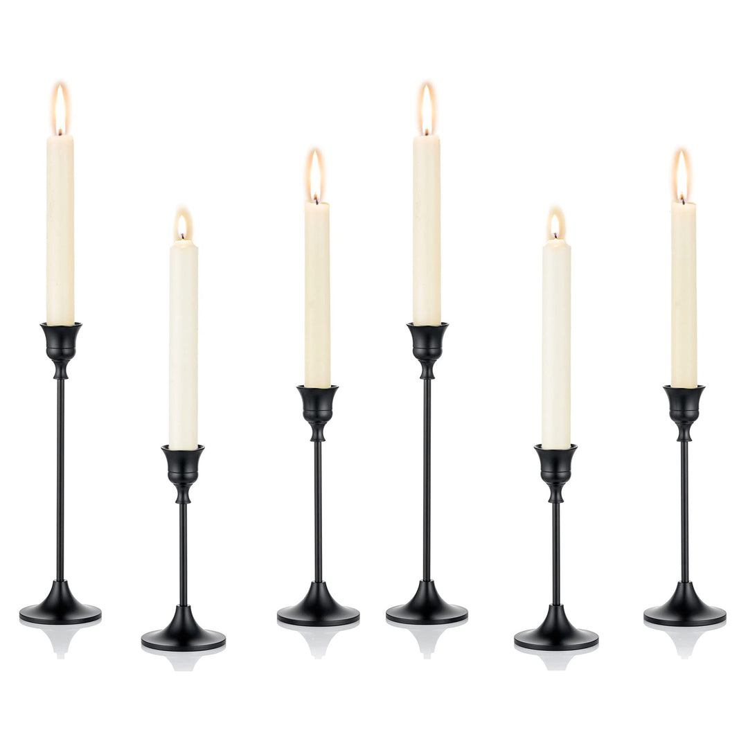 Romadedi Kerzenständer für Stabkerzen aus Metall, 6er-Set, Schwarz 2 Set/ 6 PCS Schwarz, 2 Set/ 6 PC