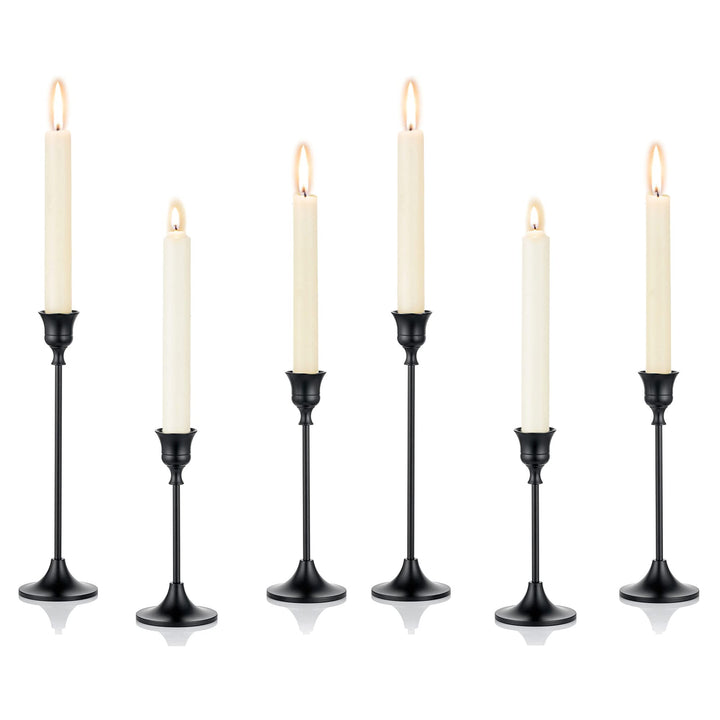 Romadedi Kerzenständer für Stabkerzen aus Metall, 6er-Set, Schwarz 2 Set/ 6 PCS Schwarz, 2 Set/ 6 PC