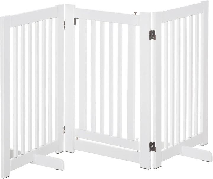 PawHut Absperrgitter Holz Freistehendes Schutzgitter für Hunde Türschutzgitter Verstellbares Hundegi