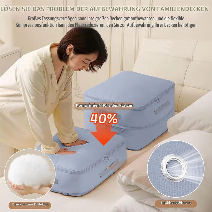 2 Stück Ultra Platzsparender Selbstkomprimierender Organizer, Aufbewahrungstasche für Bettdecken, Gr