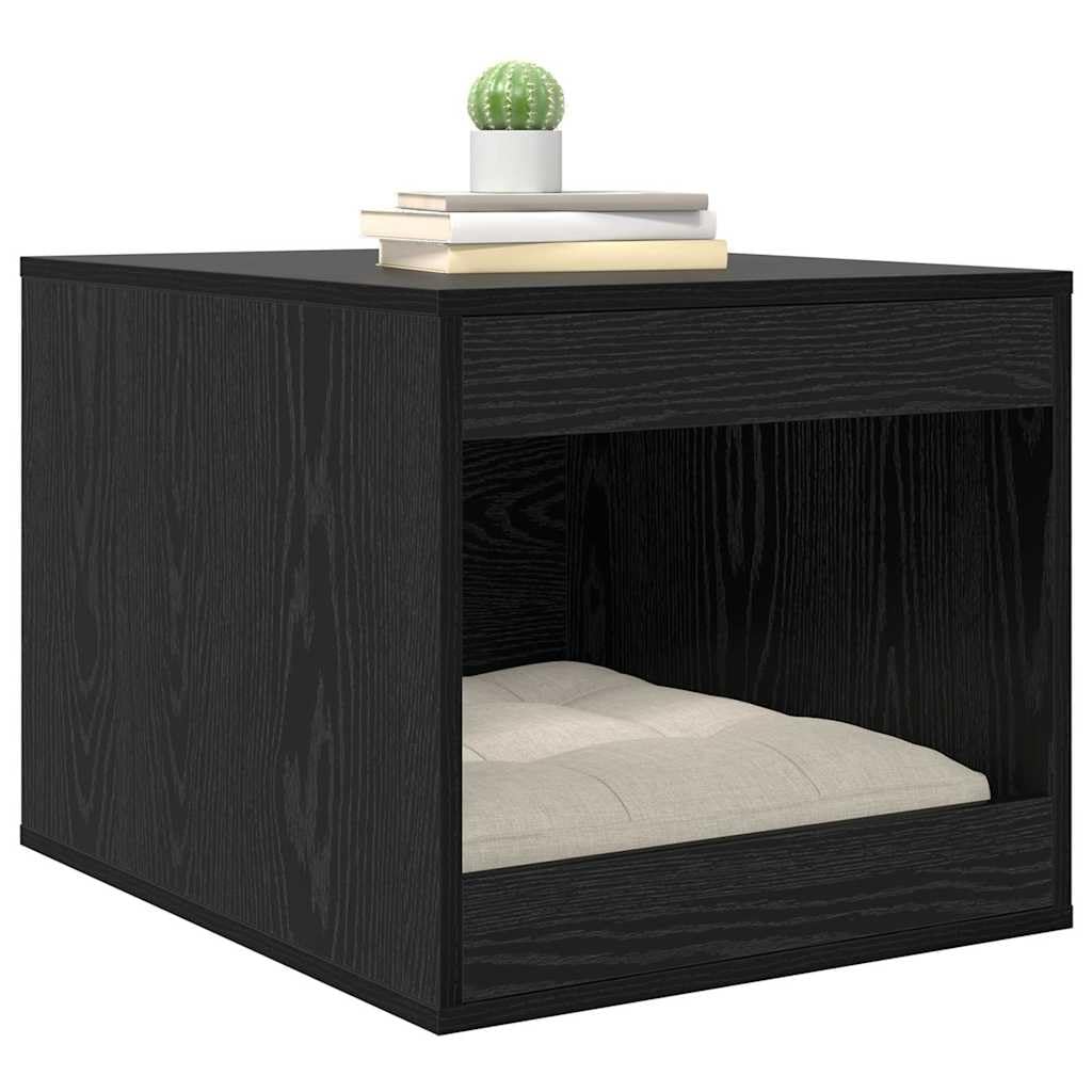 vidaXL Katzenstreu Box Umzäunung Schwarz Eichen-Optik 47 x 59 x 42 cm, Modernes rechteckiges Katzenh