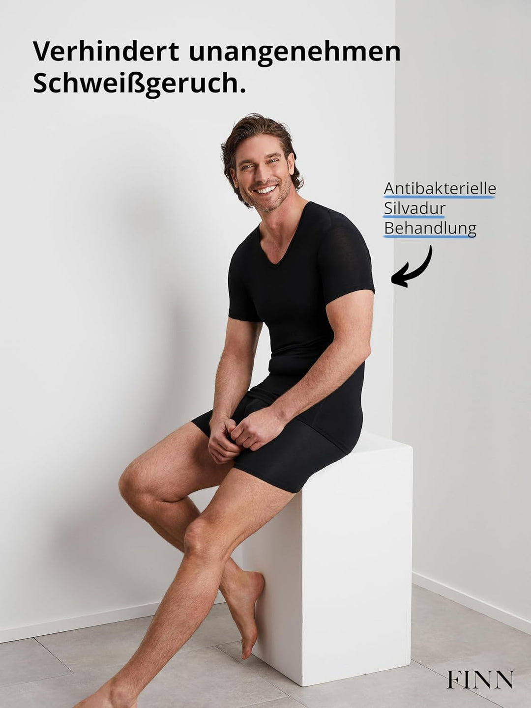 FINN Anti-Schweiss Shirt Herren mit Einlage am Rücken und integrierten Achselpads gegen Starkes Schw