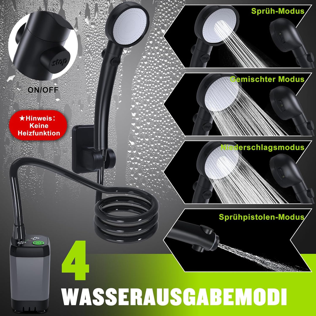 Spopal Campingdusche Tragbare, [6000mAh] Camping Dusche mit mit Pumpe und Temperaturanzeige, Camping