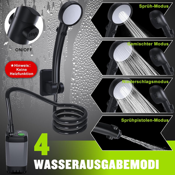 Spopal Campingdusche Tragbare, [6000mAh] Camping Dusche mit mit Pumpe und Temperaturanzeige, Camping