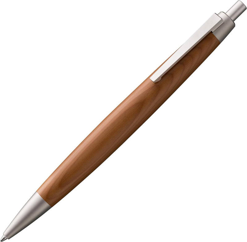 LAMY 2000 Kugelschreiber 203 – Kuli in einer edlen Holzvariante in der Farbe Palladium Eibenholz – M