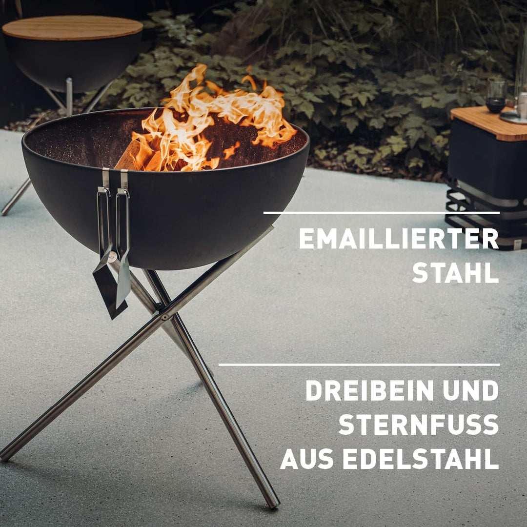 höfats - Bowl 57 Feuerset Flex mit Sternfuss und Dreibein - raucharme Feuerstelle mit Plancha Grillp