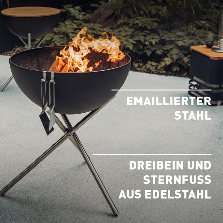 höfats - Bowl 57 Feuerset Flex mit Sternfuss und Dreibein - raucharme Feuerstelle mit Plancha Grillp