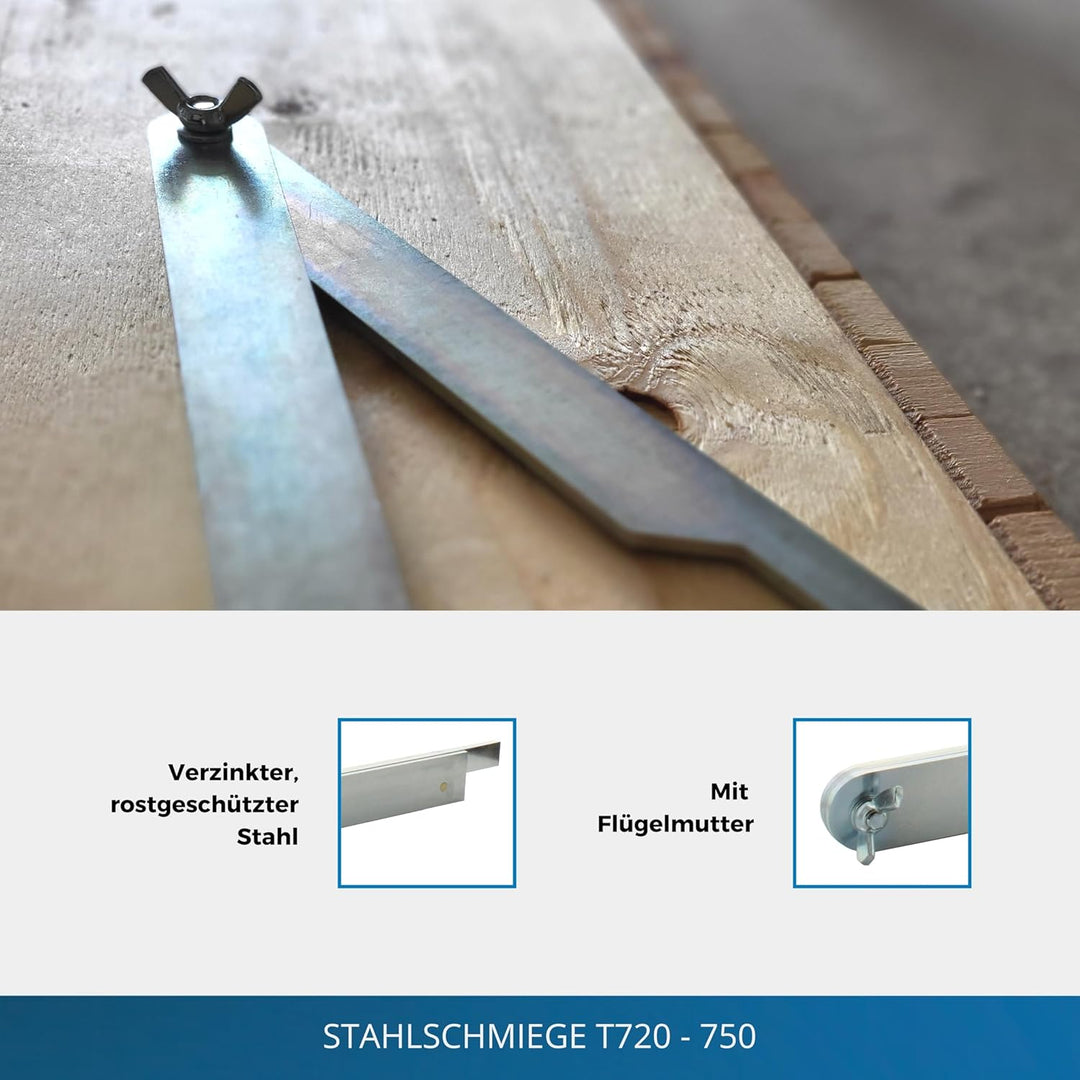 hedue® Stahlschmiege T720 - Winkelschmiege aus rostfreiem Stahl, Schmiege Winkelmesser 20 cm, 20 cm