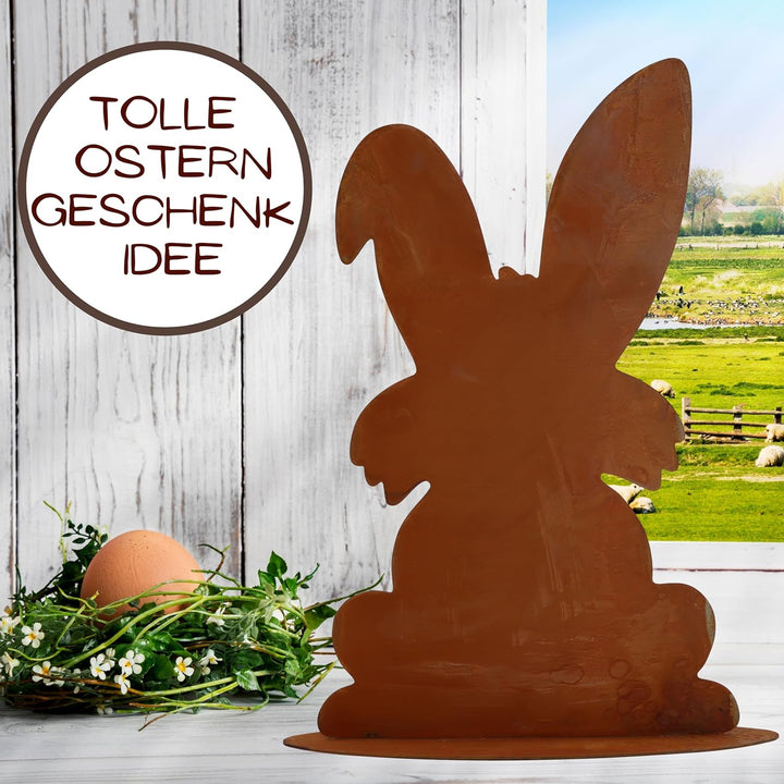 Rostikal Edelrost Gartendeko 40 cm Osterdekoratoin Hase Rost Deko Frühling Maximilian, Maximilian