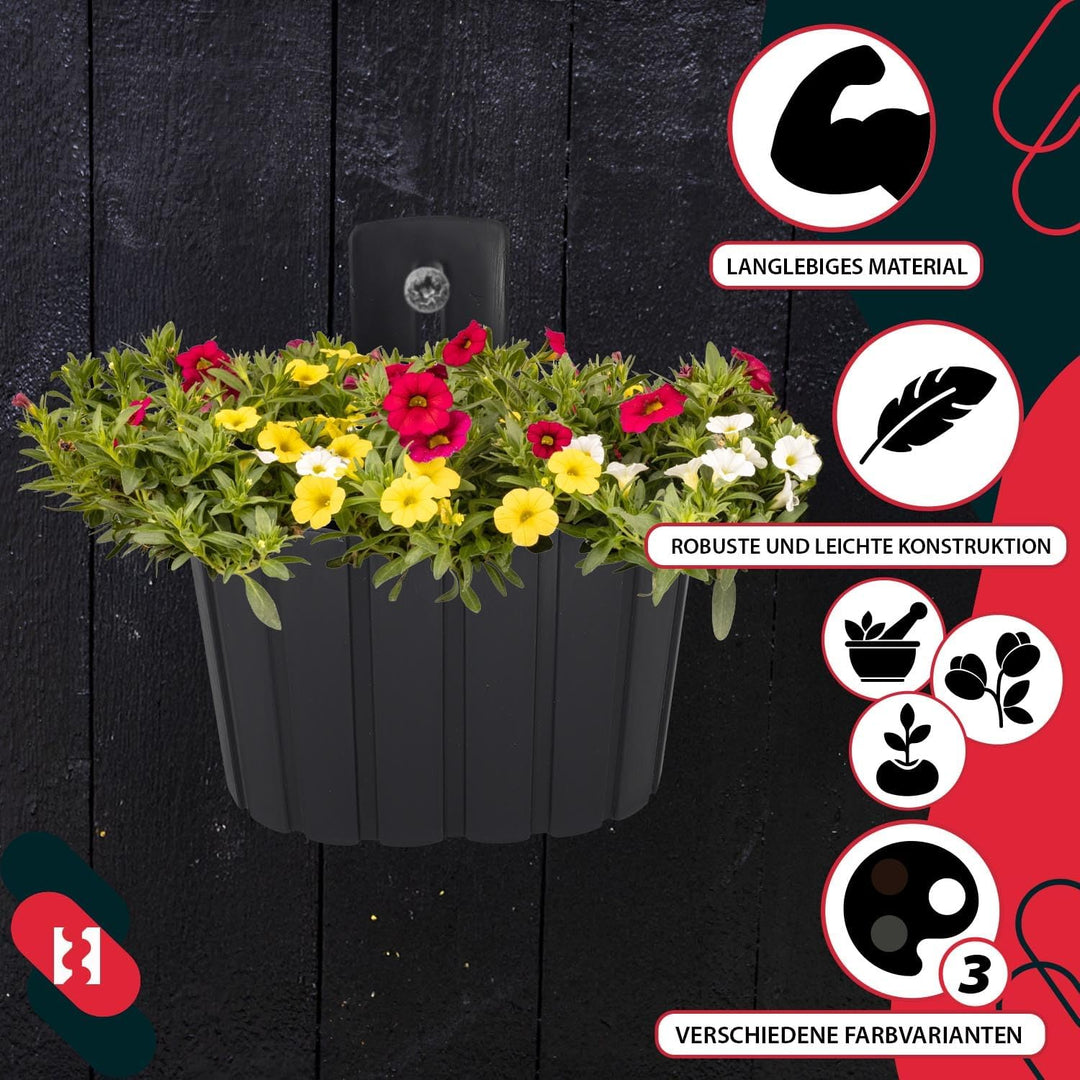 KOTARBAU® 6er Set Blumenkasten Balkon - Wandampel - Blumentopf - 20x14cm H: 13cm Anthrazit - Wandamp