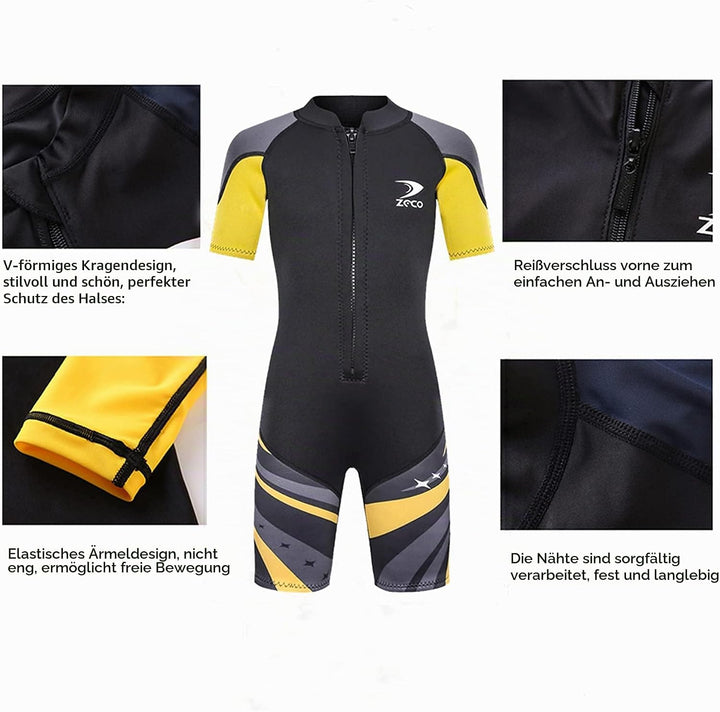 ZCCO Neoprenanzug Kinder, Kids Neoprenanzug 2.5mm Neopren Thermal Badeanzug, Neopren Front Zipper Ta