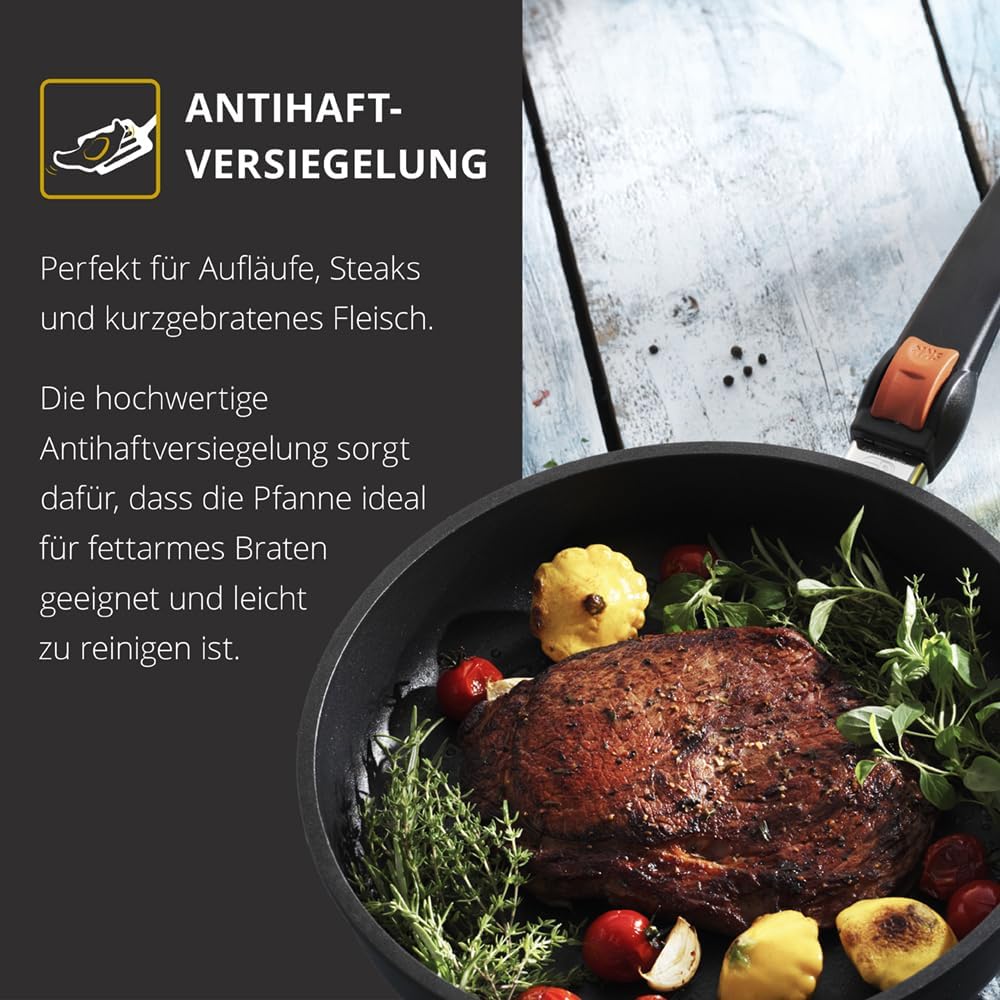 SKK 23814 Series 7 Schmorpfanne – Energiesparende Aluguss-Pfanne mit abnehmbarem Griff, unbedenklich