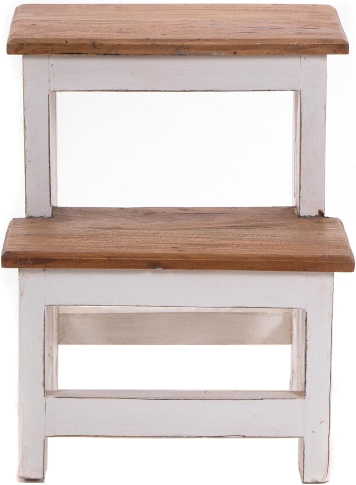 DESIGN DELIGHTS TRITTLEITER Step | 46x37x37 cm (HxBxT), Altholz, zweistufig | Trittleiter, Haushalts