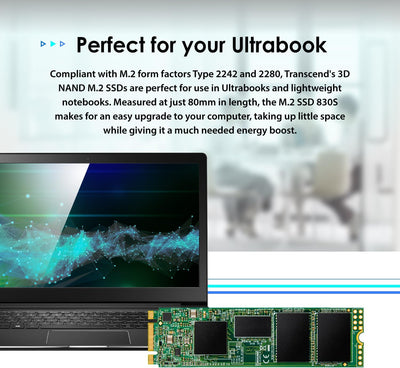 Transcend 2TB SATA III 6GB/S MTS830S 80 mm m.2 SSD 830S SSD TS2TMTS830S 2TB 80 mm, 2TB 80 mm