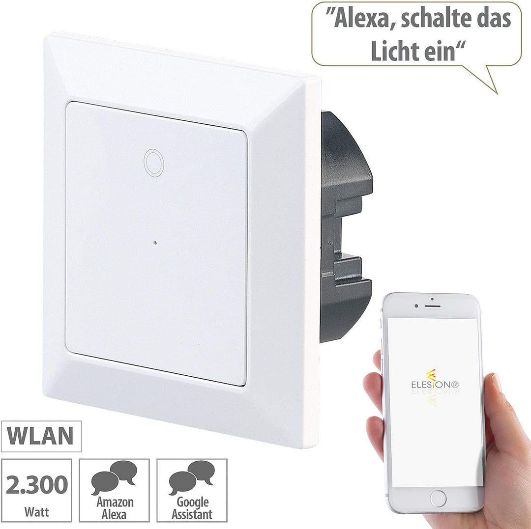 Luminea Home Control Lichtschalter mit WLAN: 4er-Set WLAN-Lichttaster, App, komp. zu Siri, Alexa, Go