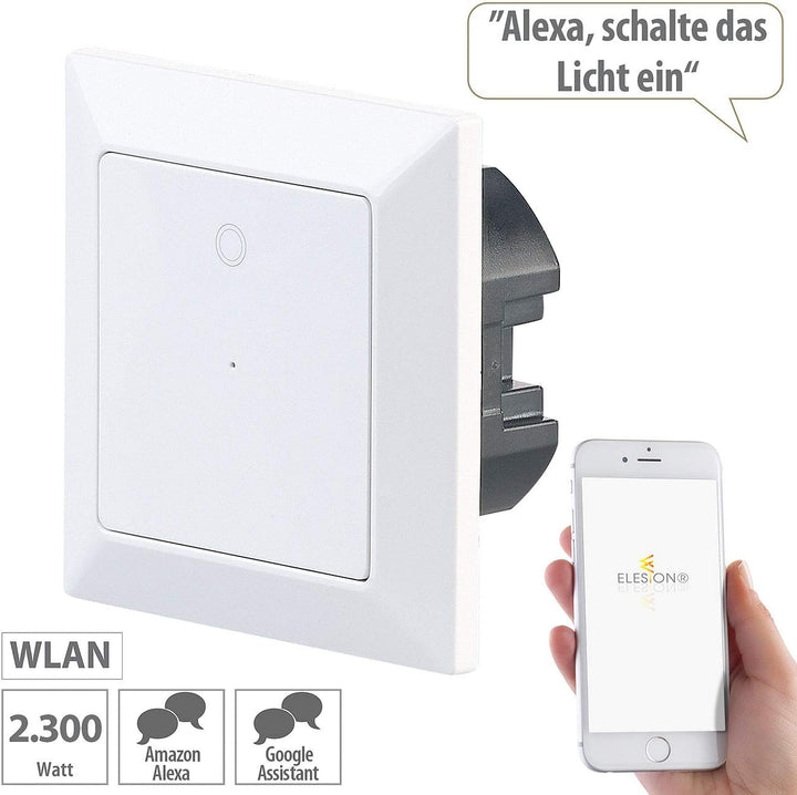 Luminea Home Control Elesion Schalter: 2er-Set WLAN-Lichttaster, App, komp. zu Siri, Alexa & Google