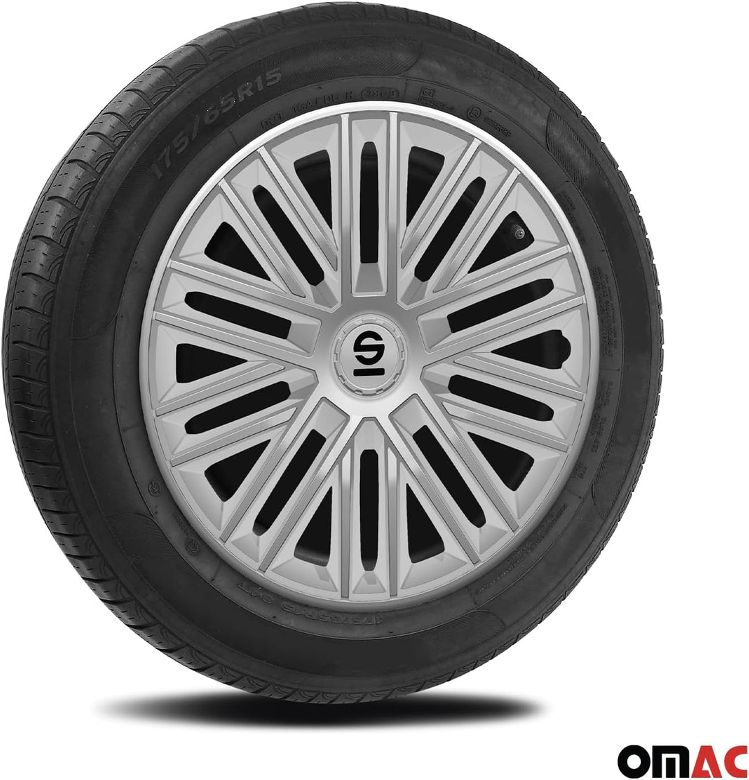 Sparco Radzierblenden Bergamo - 14-Zoll - Silber - Satz mit 4 Stück