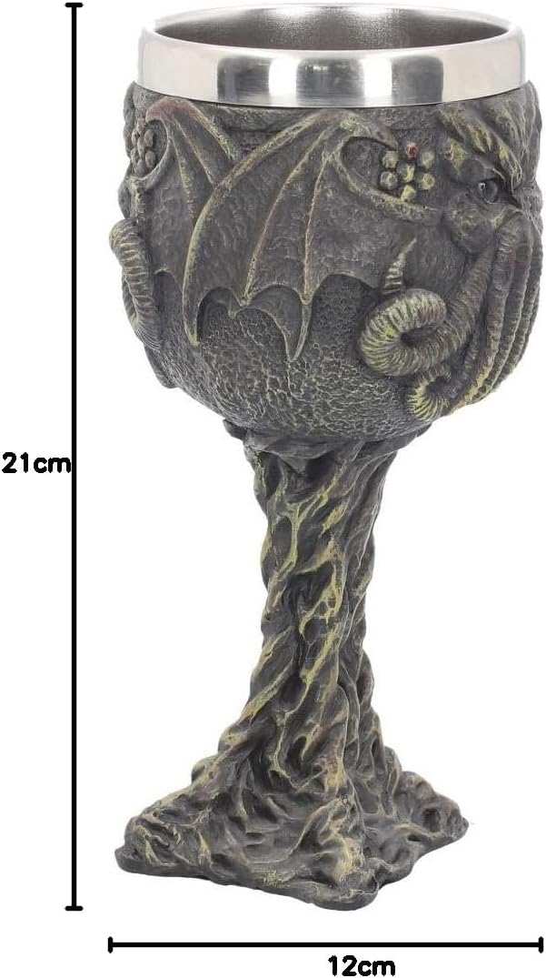Nemesis Now Cthulhus Durstkelch, 21 cm, Grün, Harz mit Edelstahl-Einsatz