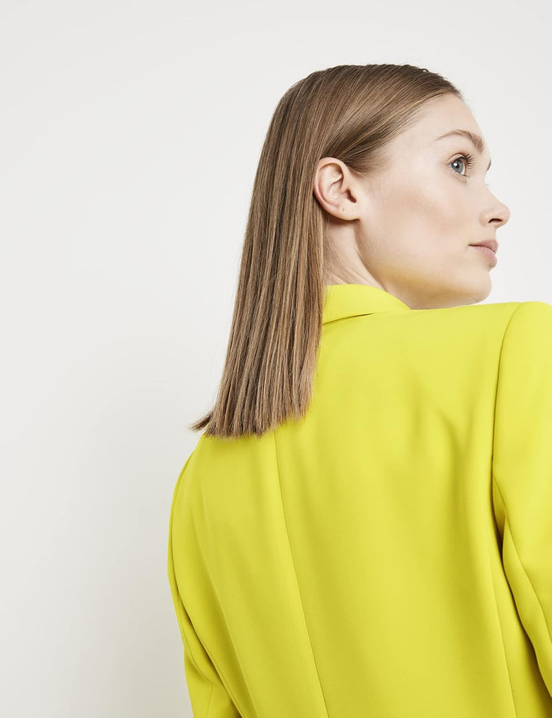 Taifun Damen Eleganter Blazer Langarm, geknöpfte Armschlitze unifarben 34 Vibrant Lime, 34 Vibrant L