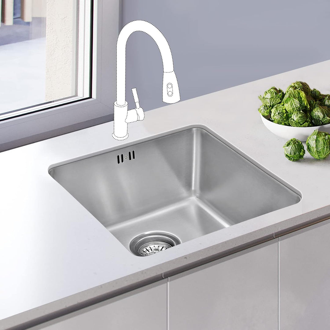 JASSFERRY Küchenspüle 1 Becken Unterbau-Küchenspüle, Unterbauspüle aus Edelstahl Abfluss Rohrsatz, A