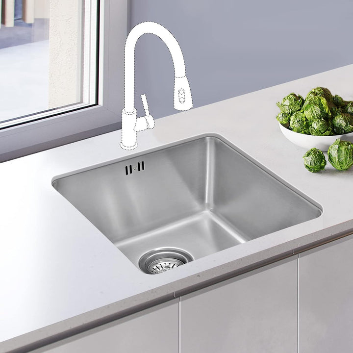 JASSFERRY Küchenspüle 1 Becken Unterbau-Küchenspüle, Unterbauspüle aus Edelstahl Abfluss Rohrsatz, A